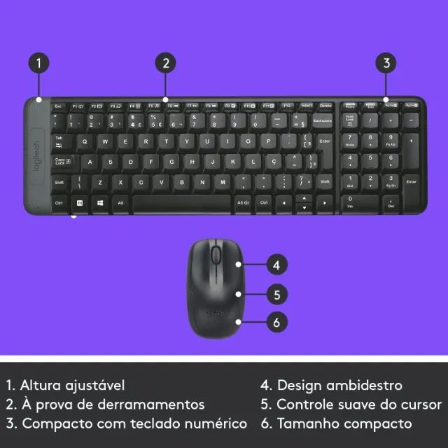 kit teclado e mouse sem fio logitech mk220 - Foto 2