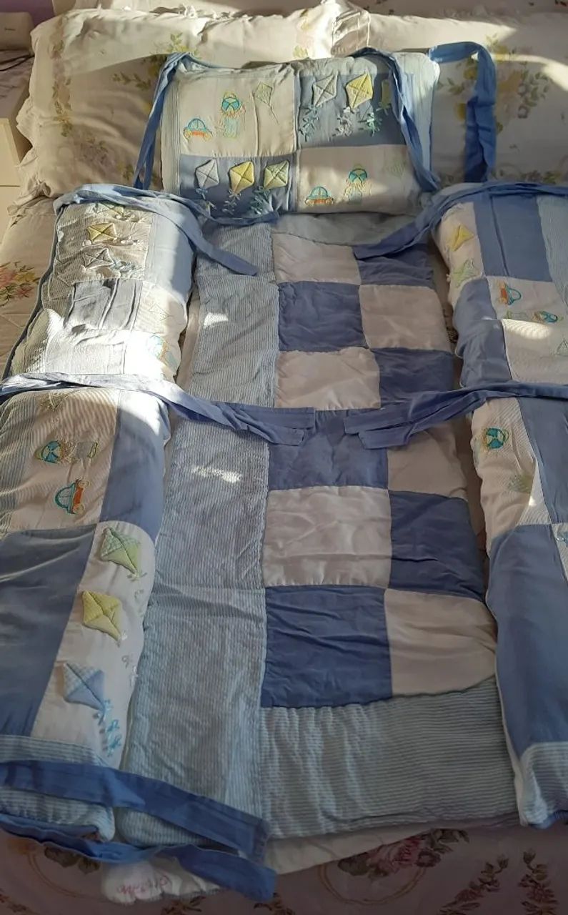 Kit protetor de berço menino 100% algodão - Foto 2