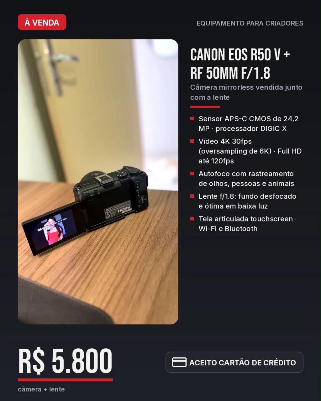 Câmera Cânon EOS R50 (mirror less)  - Foto 3