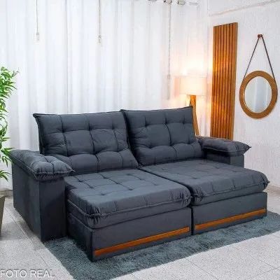 Sofá Retrátil Reclinável Malibu 2.30m Espuma D33 e Molas Ensacadas tf76 - Foto 2