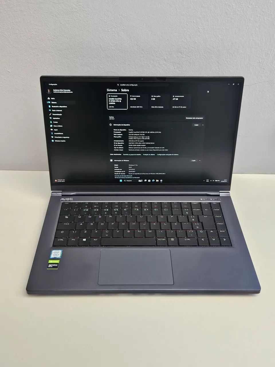Notebook Avell a60 muv