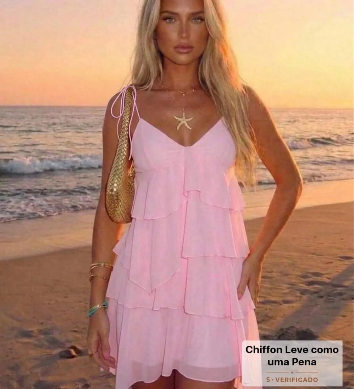 Vestido shein rosa com babados - Foto 3