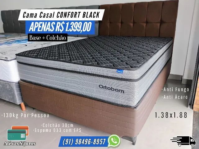 CAMA CASAL CONFORT BLACK ORTOBOM 