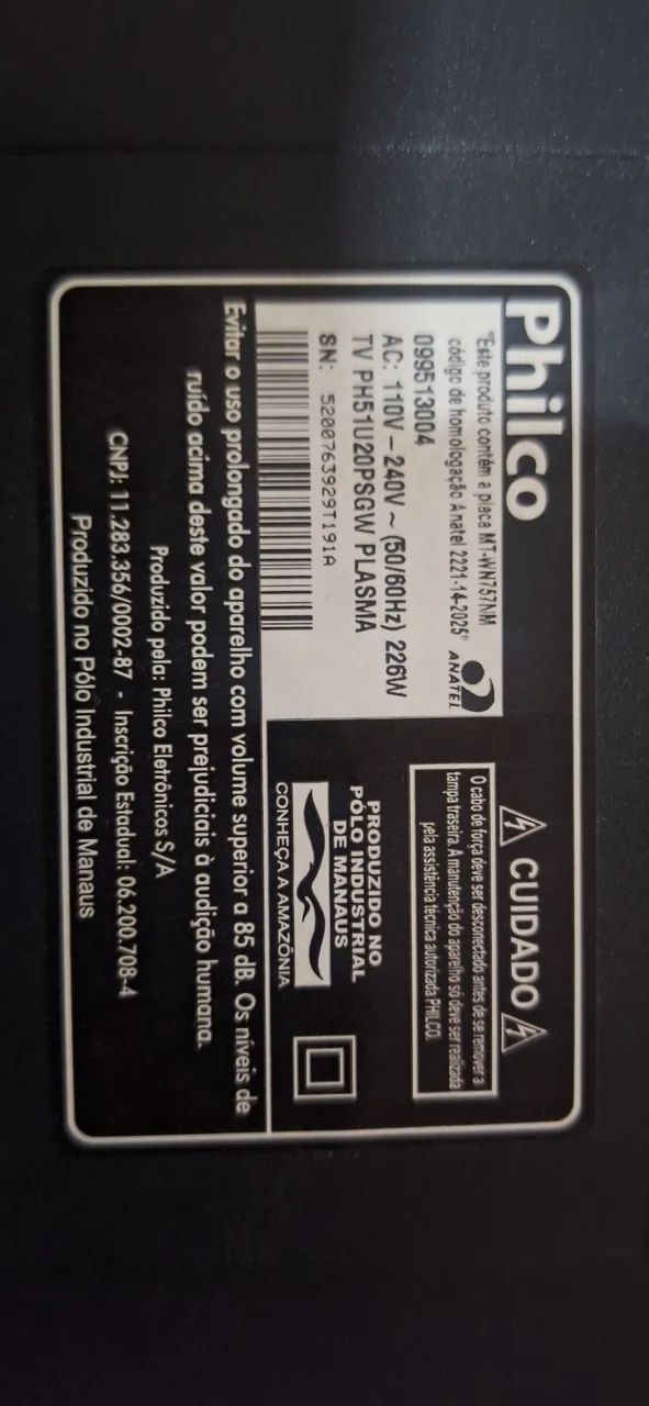 TV PHILCO 51 POLEGADAS - COM DEFEITO