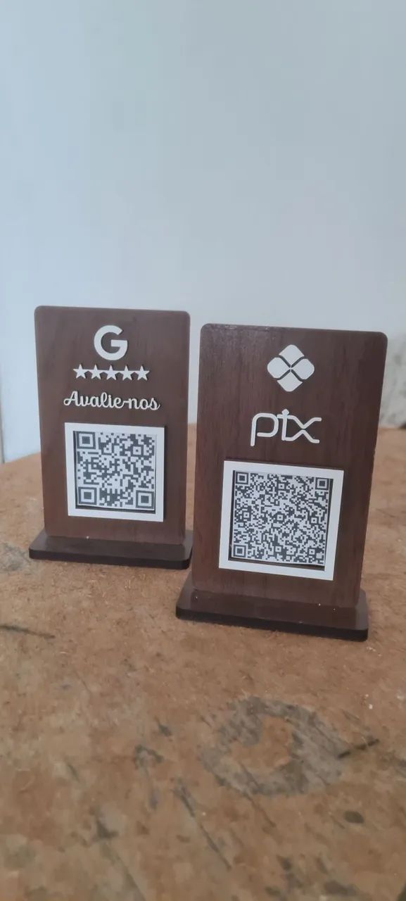 Suporte de madeira QRCode para recebimento de pagamento via pix e avaliação no google - Foto 3