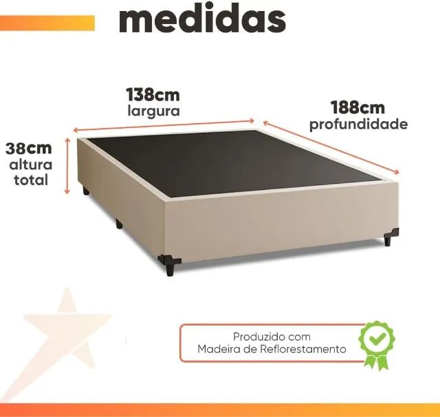 Cama Base Box Casal Bege - Foto 2