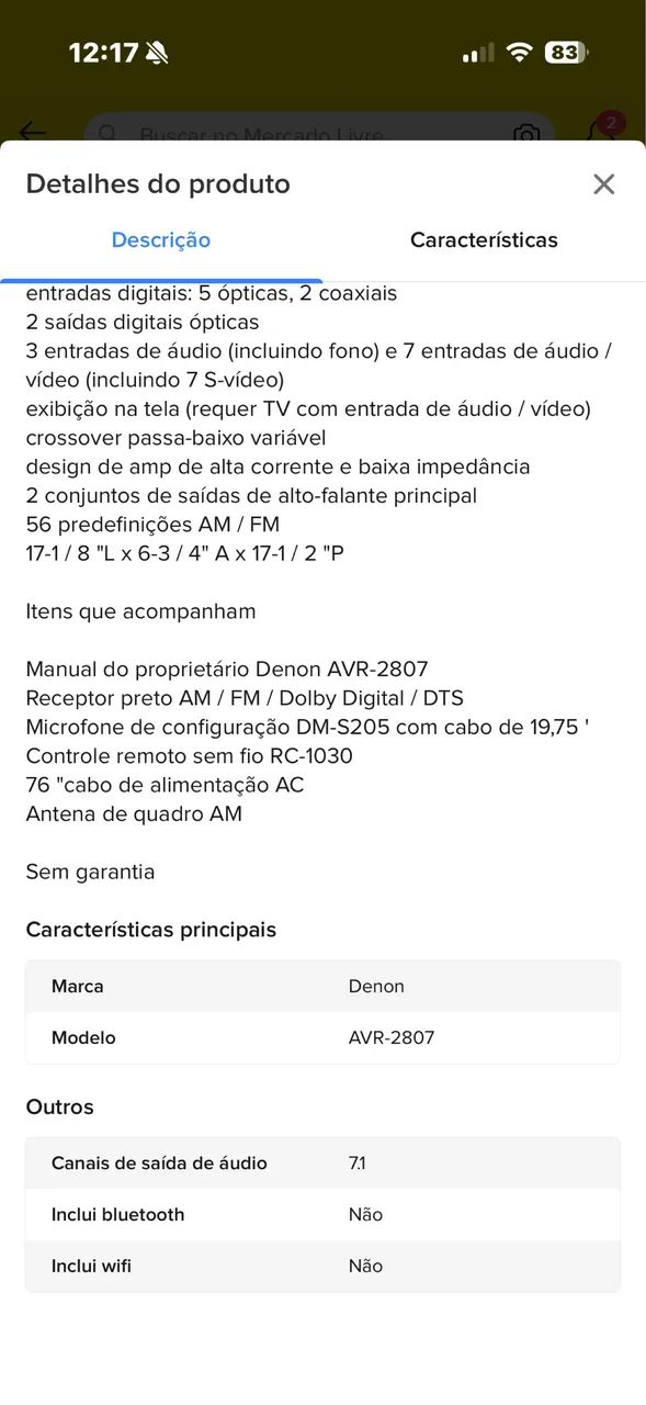 Receiver Denon AVR 2807 - Foto 5