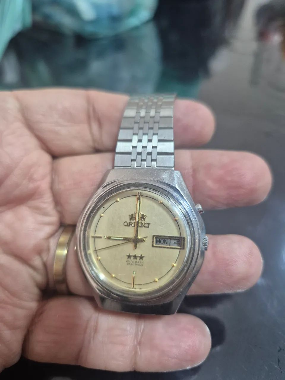 Relógio ORIENT 3 ESTRELAS  AUTOMÁTICO CHAMPAGNHE   -   ÓTIMO ESTADO - Foto 4