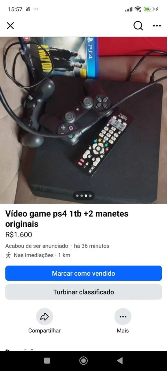 PS4 slim 1 tera de memória e 2 manetes  - Foto 2