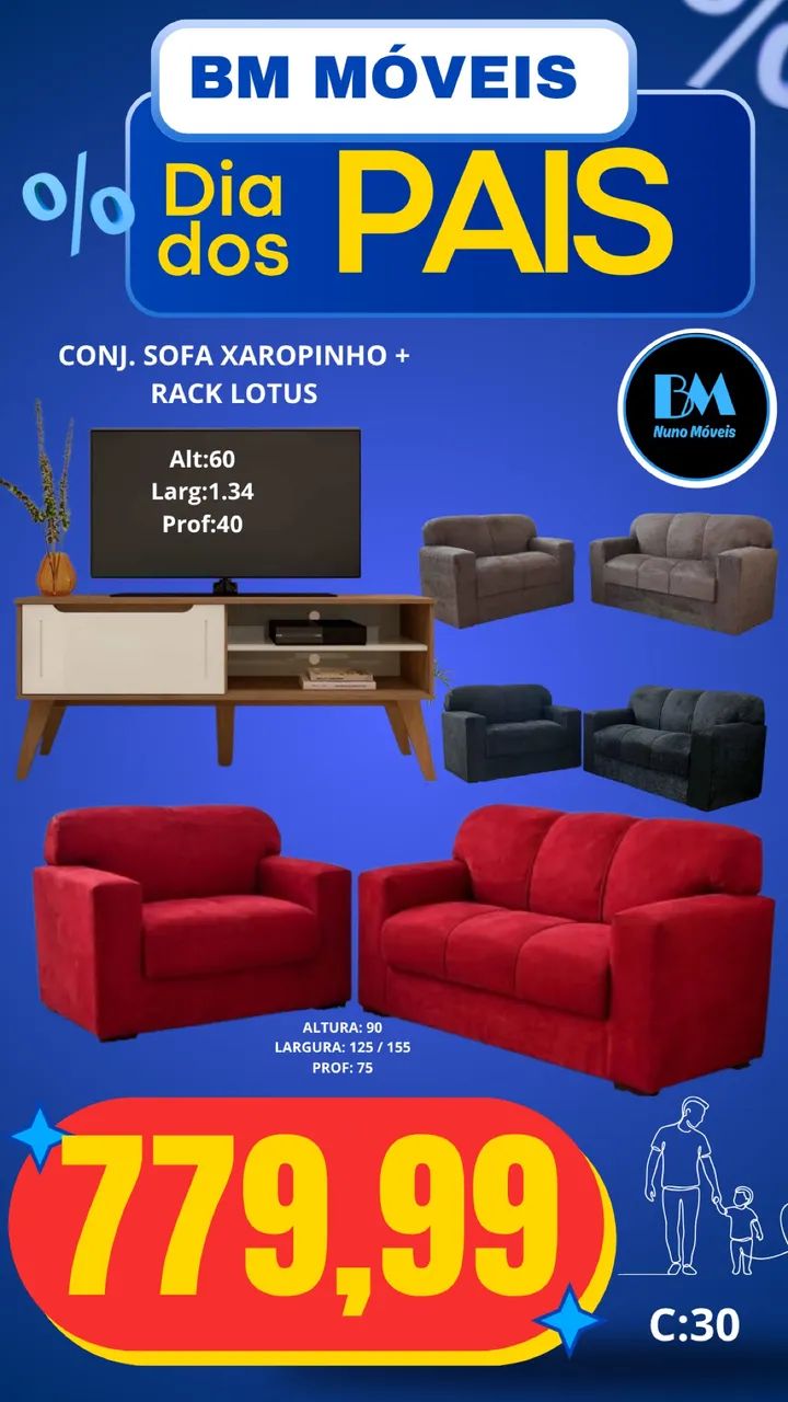 Sofás em promoção de dia dos pais 
