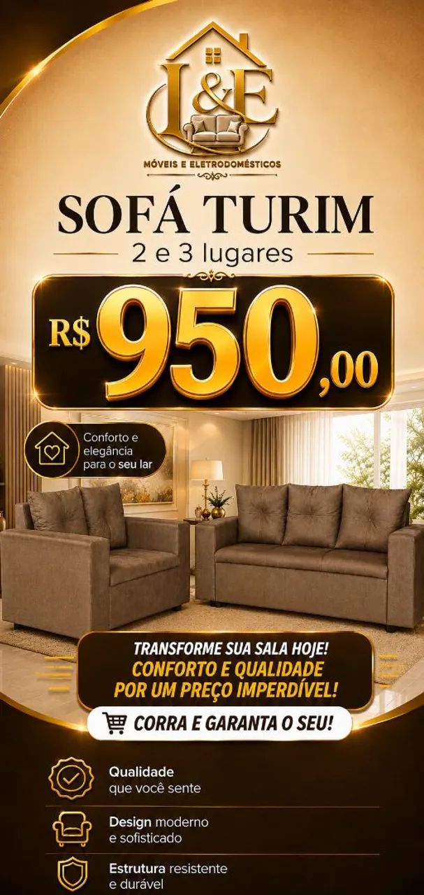 Sofá  Turim  2e 3 lugares