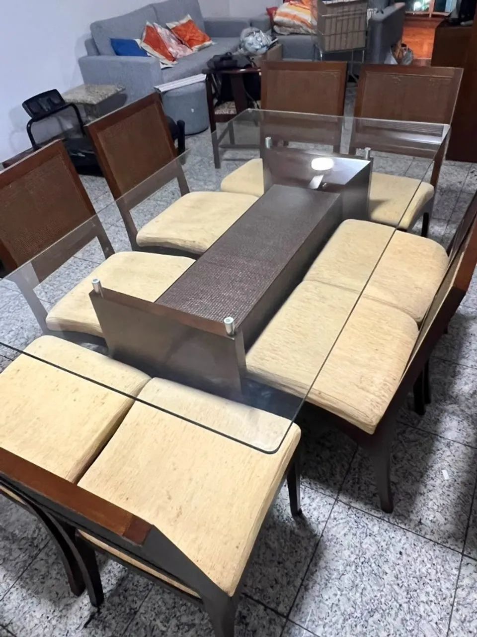 Conjunto de Mesa de Jantar com 6 Cadeiras | Madeira e Vidro - Foto 3