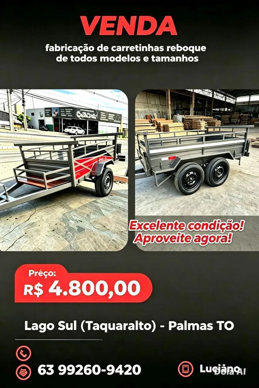 2026 Carretinha reboque padrão, fabricamos de todos os modelos e tamanhos.