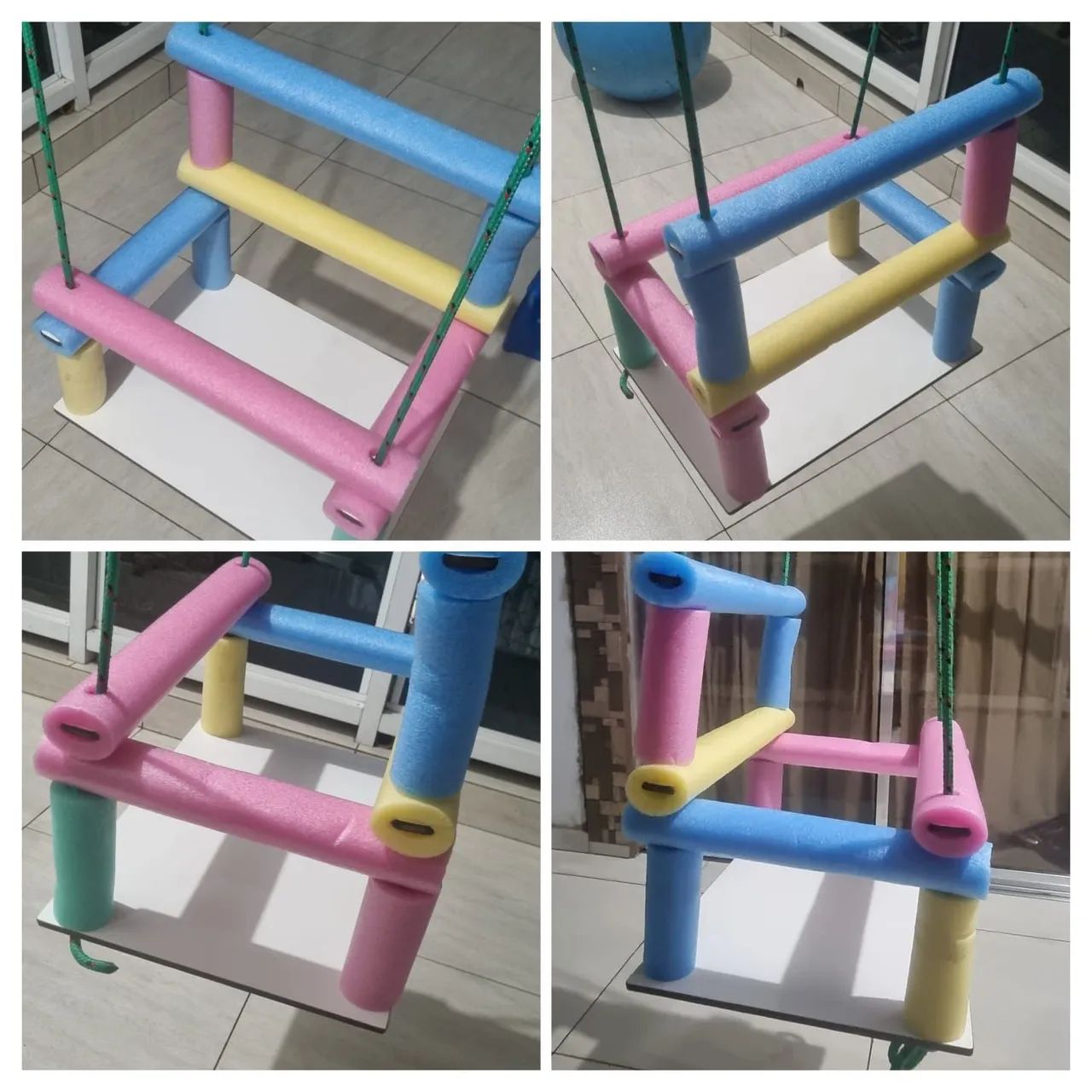 Balanço infantil revestido com espumas.