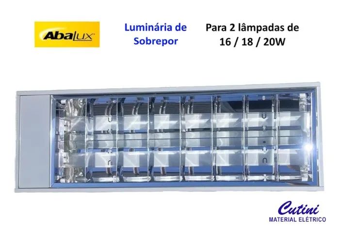 Luminária de Sobrepor c/ Aletas para 2 lâmpadas de 20W - A400 - Branca - Abalux