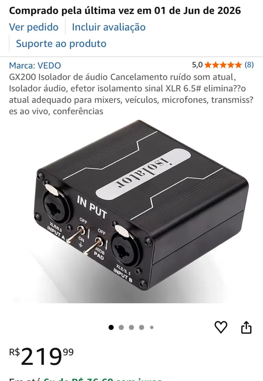 Isolador de áudio cancelamento de ruído  - Foto 2