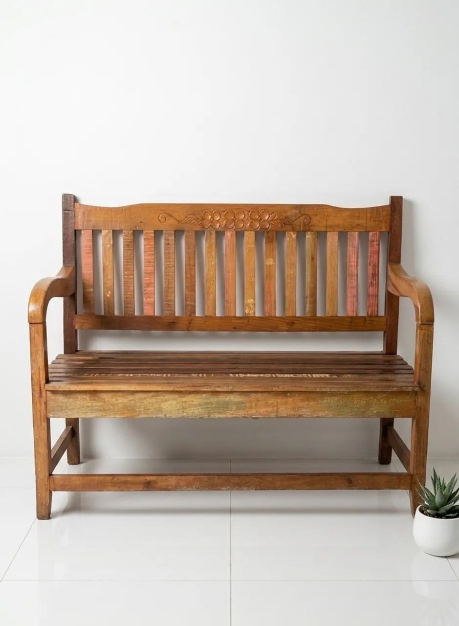 Sofa madeira vintage anos 70  - Foto 4
