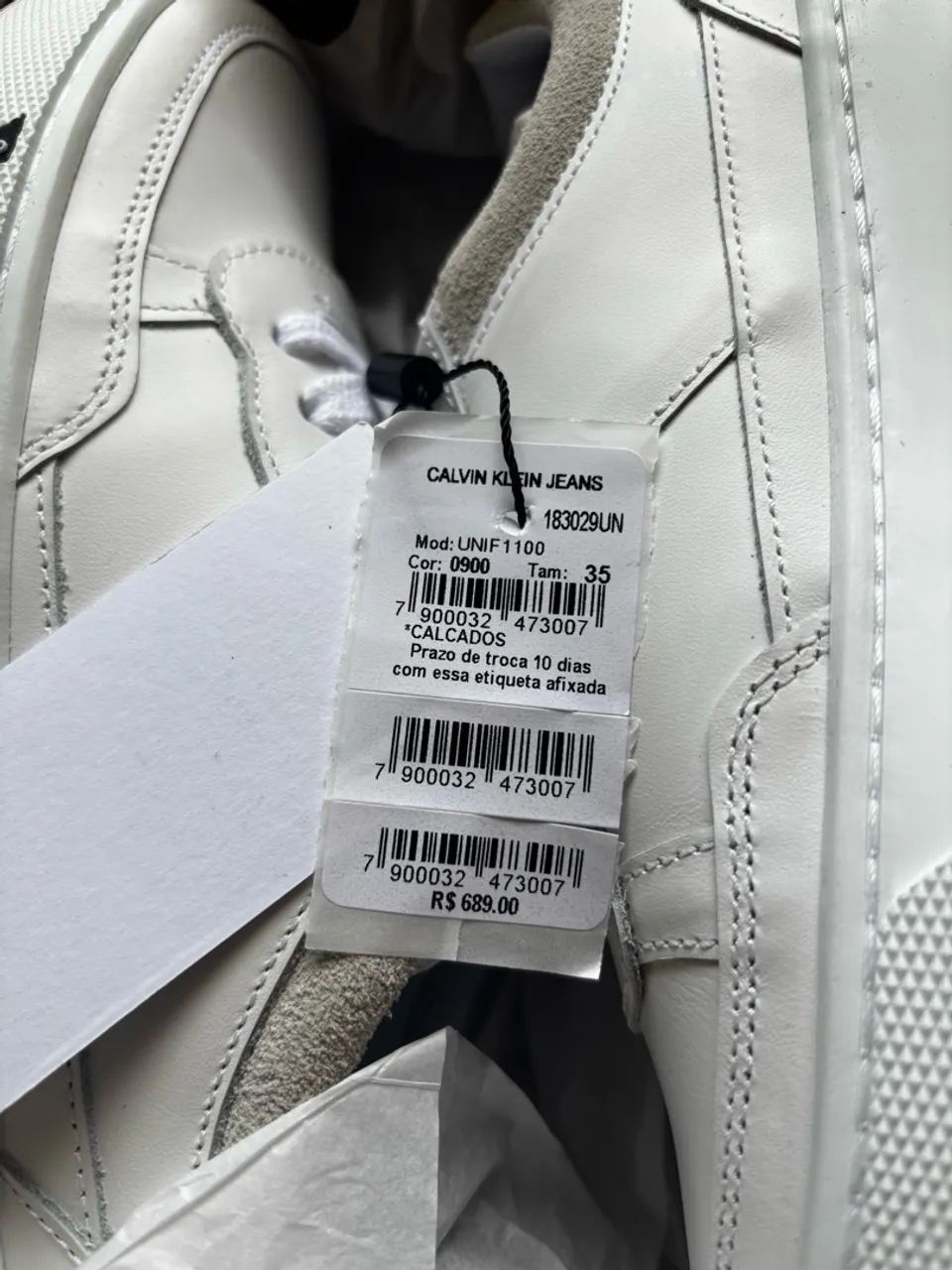 Tênis Calvin Klein Jeans Feminino Palito Basic Branco - Foto 5