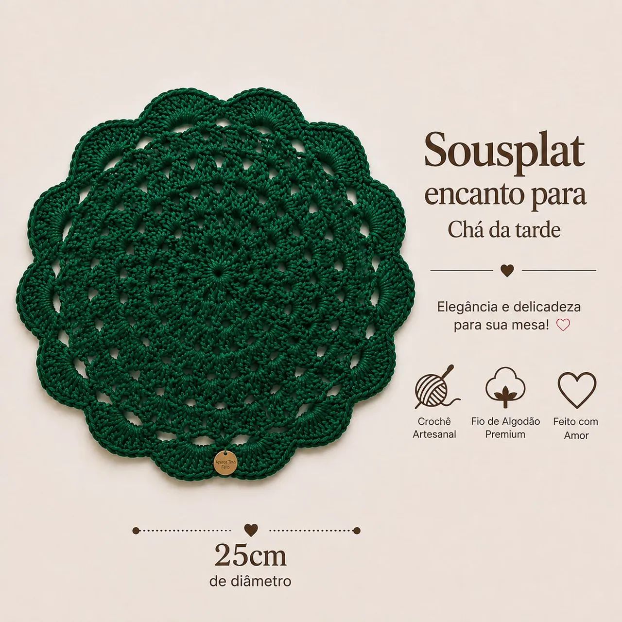 Sousplat de crochê para Chá da tarde  - Foto 2