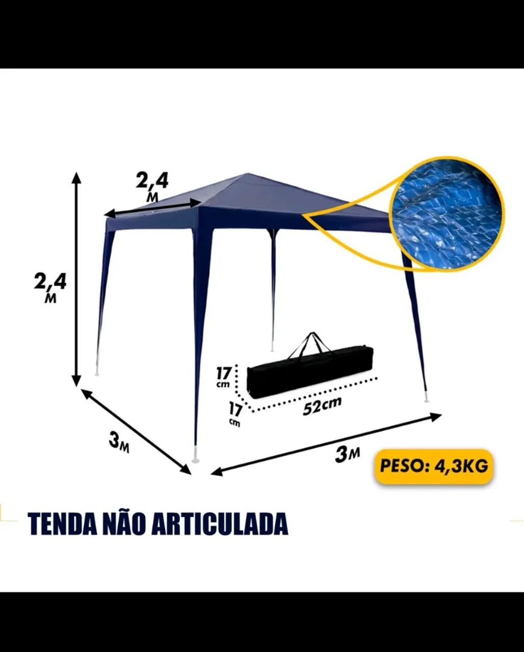 Tenda gazebo 3x3 cobertura 2,4 - Foto 3