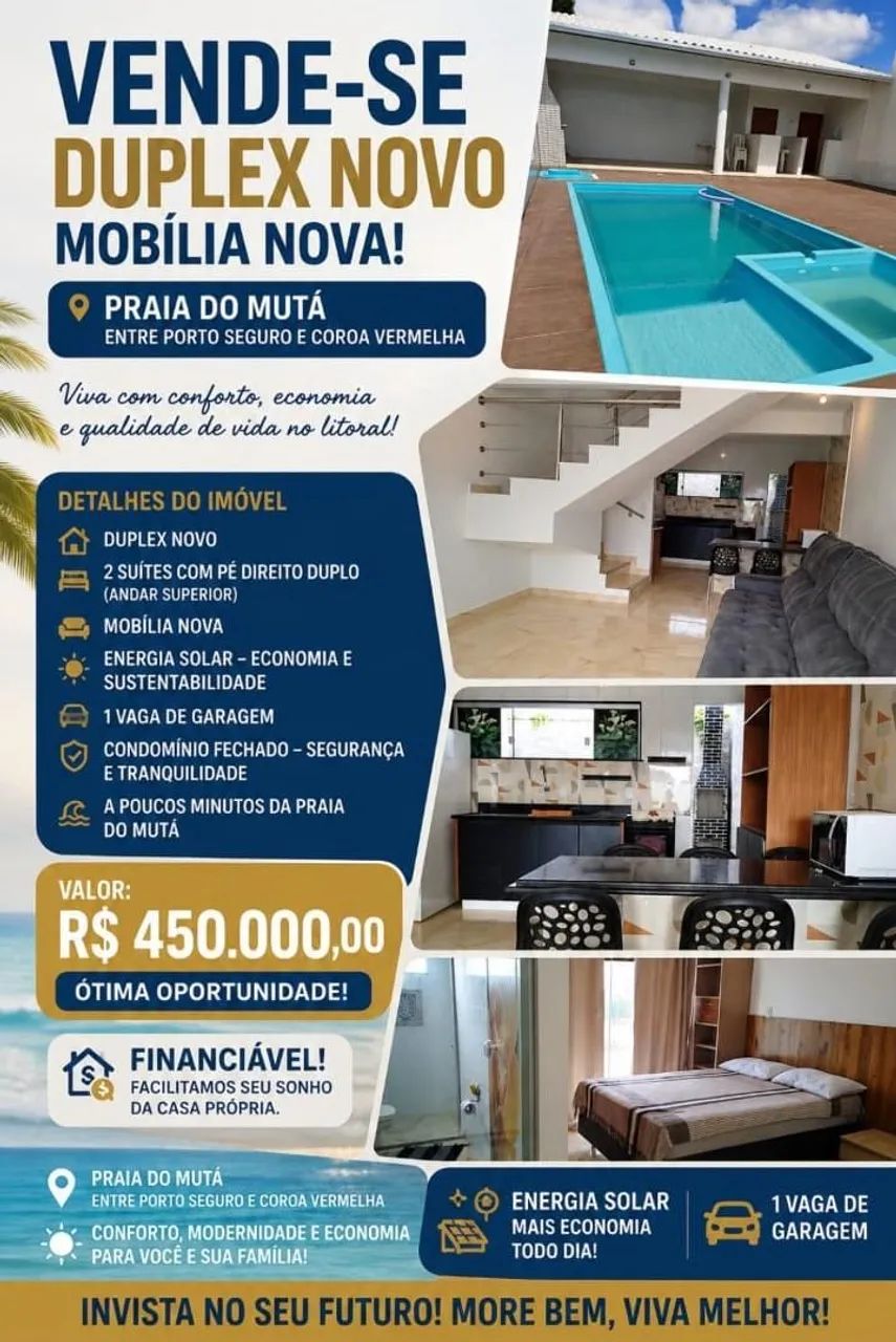 Apartamento Duplex, mobiliado, com ENERGIA SOLAR