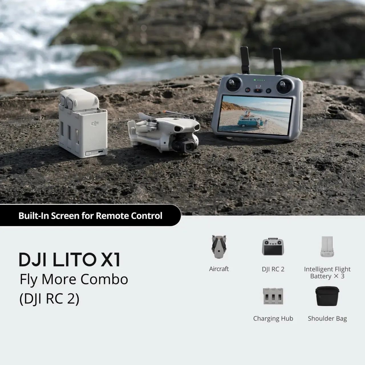 Drone DJI Lito X1 - Combo Fly More controle com tela - Foto 4