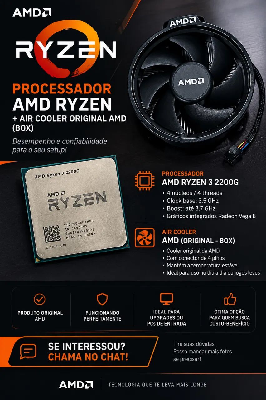 AMD Ryzen 3 2200G + Cooler Box Original AMD