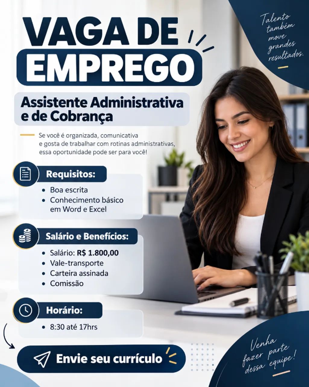 Assistente administrativo e de cobrança