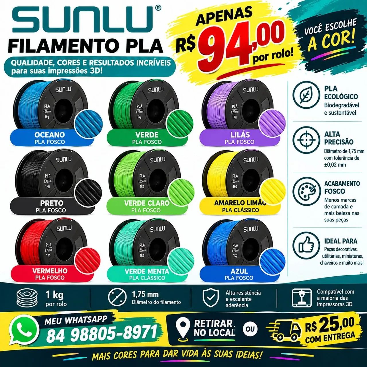 Filamento SUNLU PLA / PETG - Foto 2