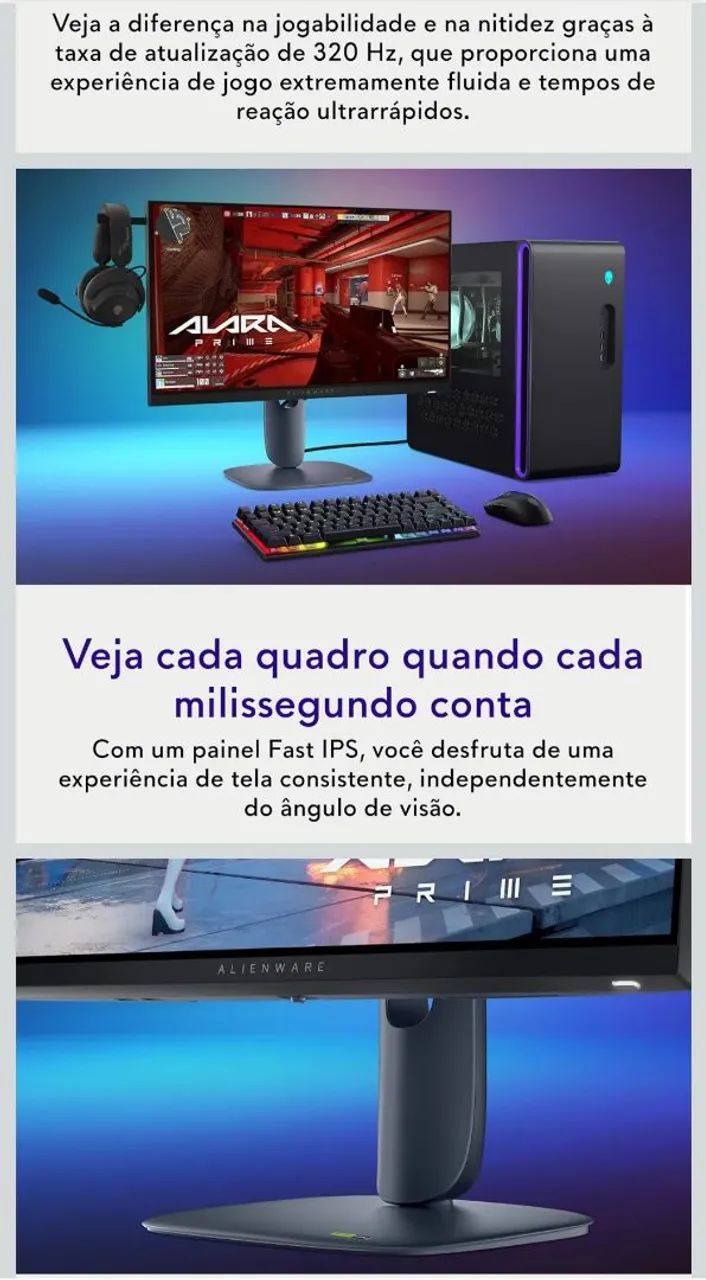 Monitor Alienware 24.5" 320hz Na Garantia Dell Impecável  - Foto 3