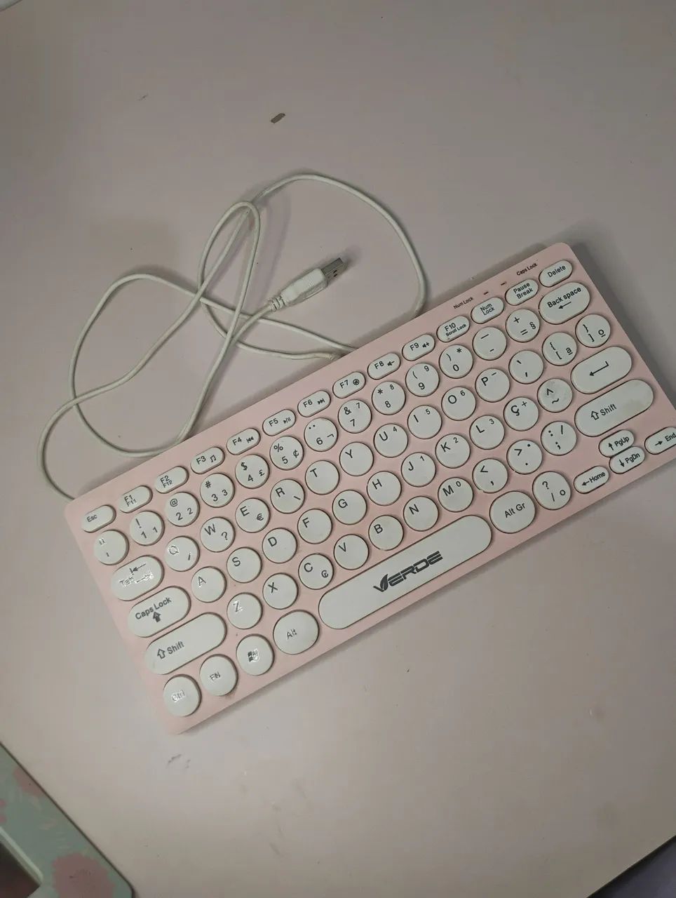 Teclado Rosa Com Branco 