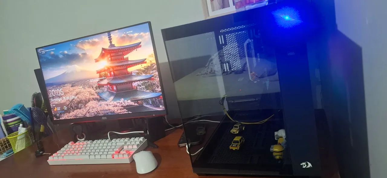 Pc gamer completo com volante e pedais 