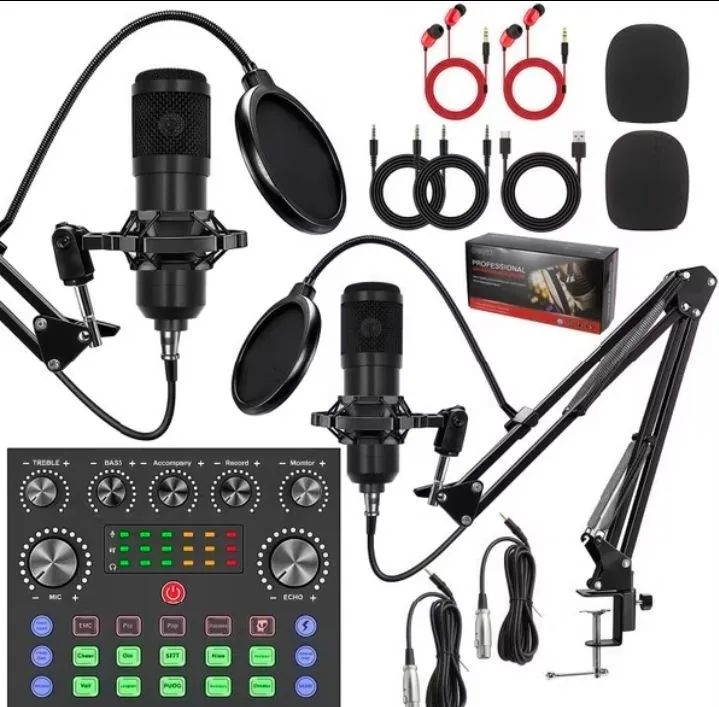 Microfone condensado mais interface 