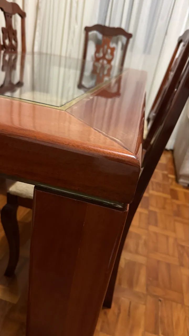 Conjunto Sala de Jantar Mogno Mesa 8 Cadeiras Clássico - Foto 3