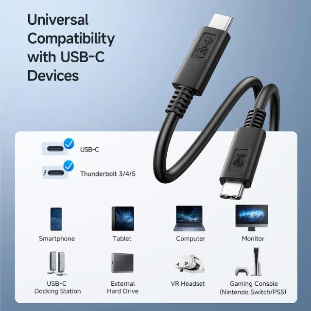 Cabo 20Gbps Celular Notebook PC Tablet USB-C Para USB-C 240W 8K 1,8m Cable Matters Lacrado - Foto 2