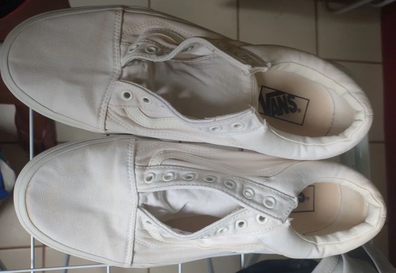 Tênis Vans Old Skool Canvas Original USADO - Branco/Off-White - Foto 3
