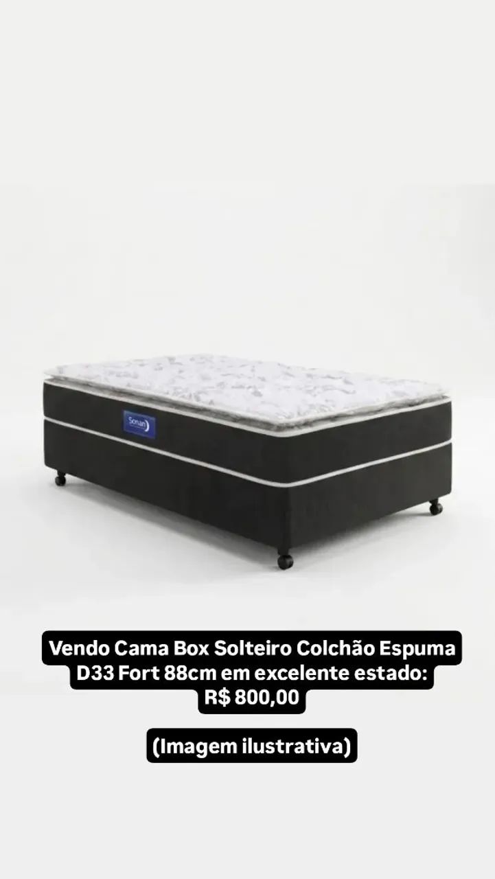 Vendo Cama BoX Solteiro Colchão Espuma D33 Fort 88cm