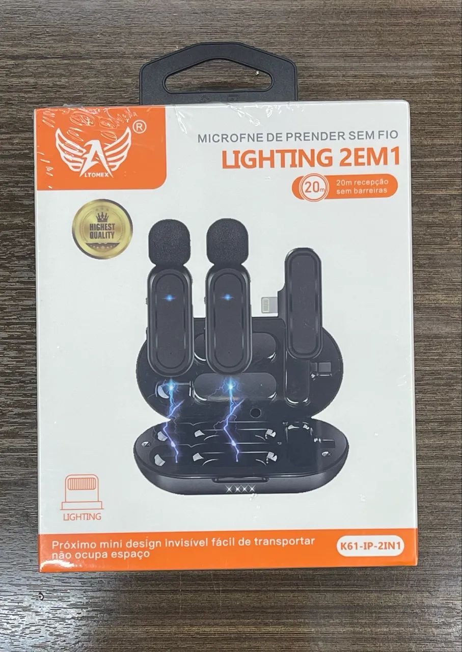 MICROFONE LAPELA SEM FIO 2 EM 1 COM CONECTOR TIPO C E CONECTOR LIGHTNING altomex - Foto 2