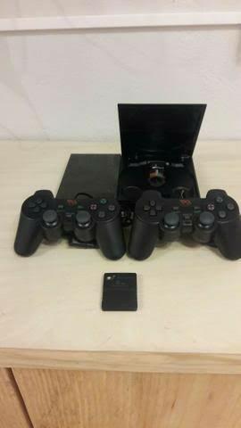 *)Playstation 2 com 2 Controles + 3 Jogos Ps2