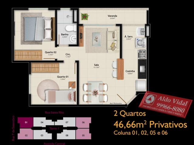 AVR 25- Apto 2Q com Varanda, sala, banheiro social e suíte, cozinha e área de serviço - Foto 6