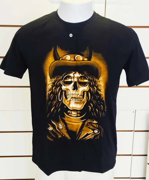camiseta preta rock caveira tamanho m e gg forma grande algodao