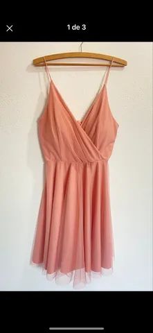 vestido midi rose com brilho forrado