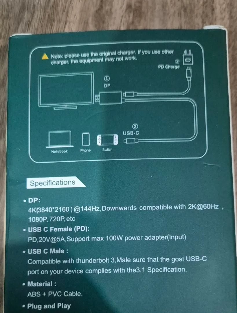 Cabo USB-C para DP 4K 100W PD para Nintendo Switch - Foto 2