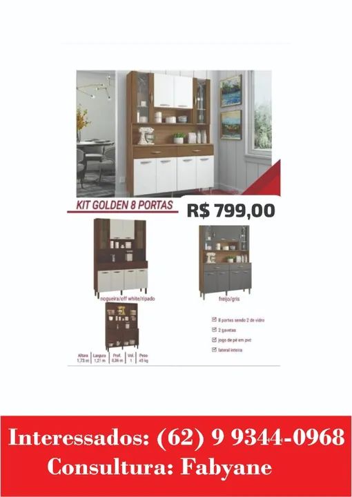 Armario de Cozinha kit golden 8 portas