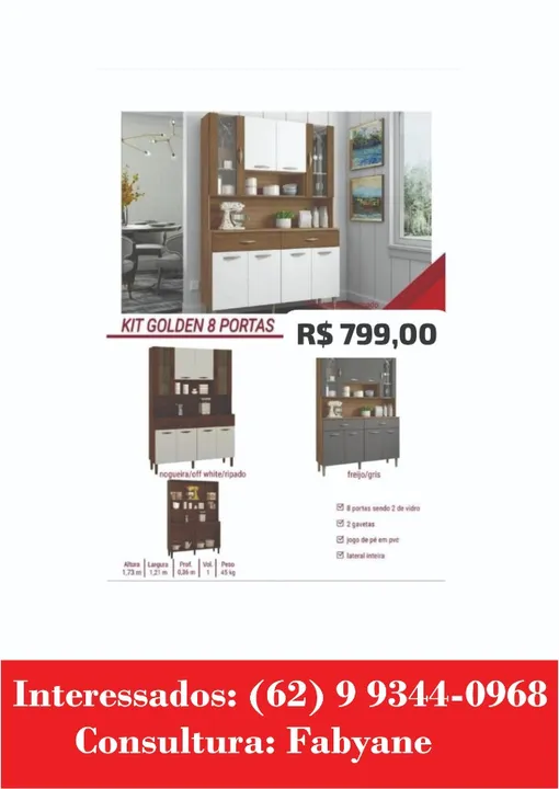 Armario de Cozinha kit golden 8 portas