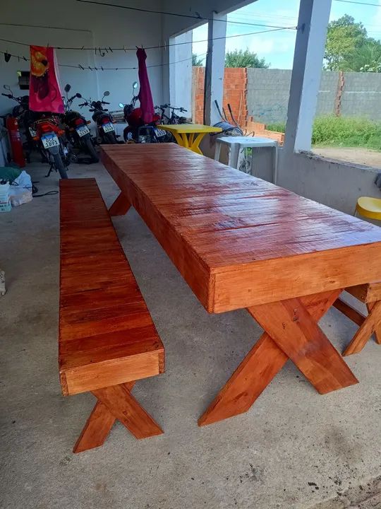 Mesa 3 metros de comprimento com 2 bancos  - Foto 6