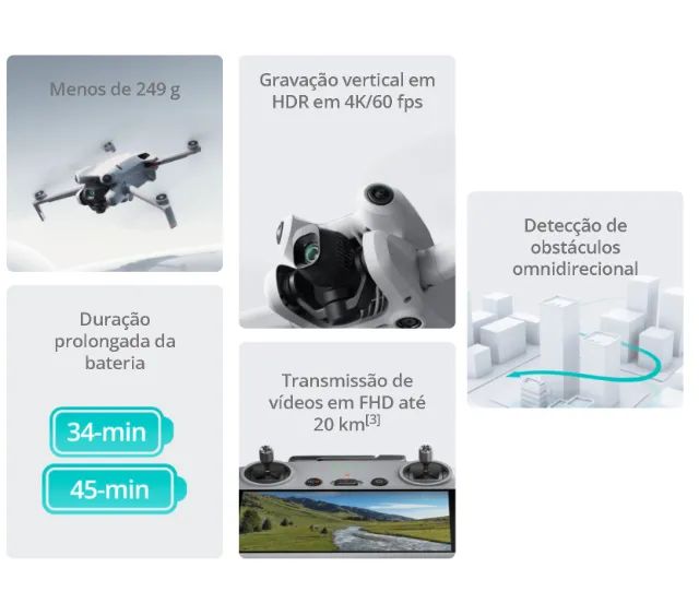 Drone Dji Mini 4 Pro Fly More Combo Plus - Dji044 Com Tela - Foto 5