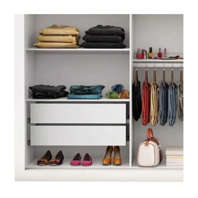 Guarda Roupa Casal com Espelho 3 Portas de Correr 4 Gavetas - Foto 2