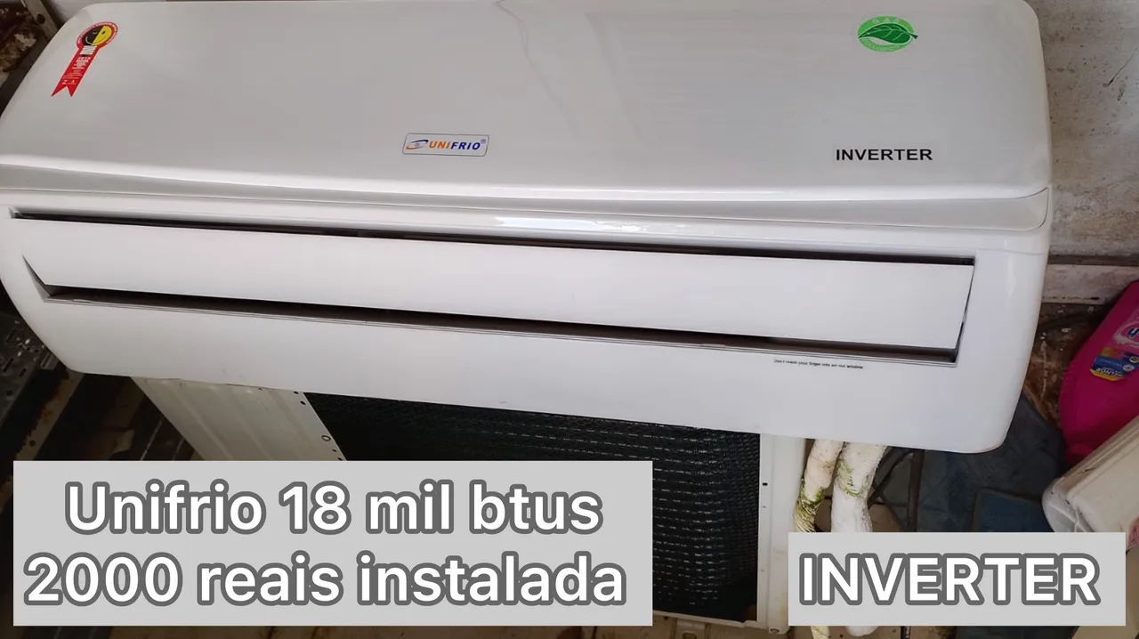 Central de ar INVERTER 18 mil btus unifrio, entregue instalada