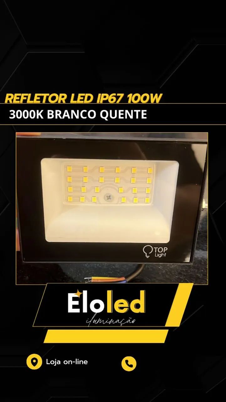 Refletor LED IP67 100W 3000K (Branco quente)